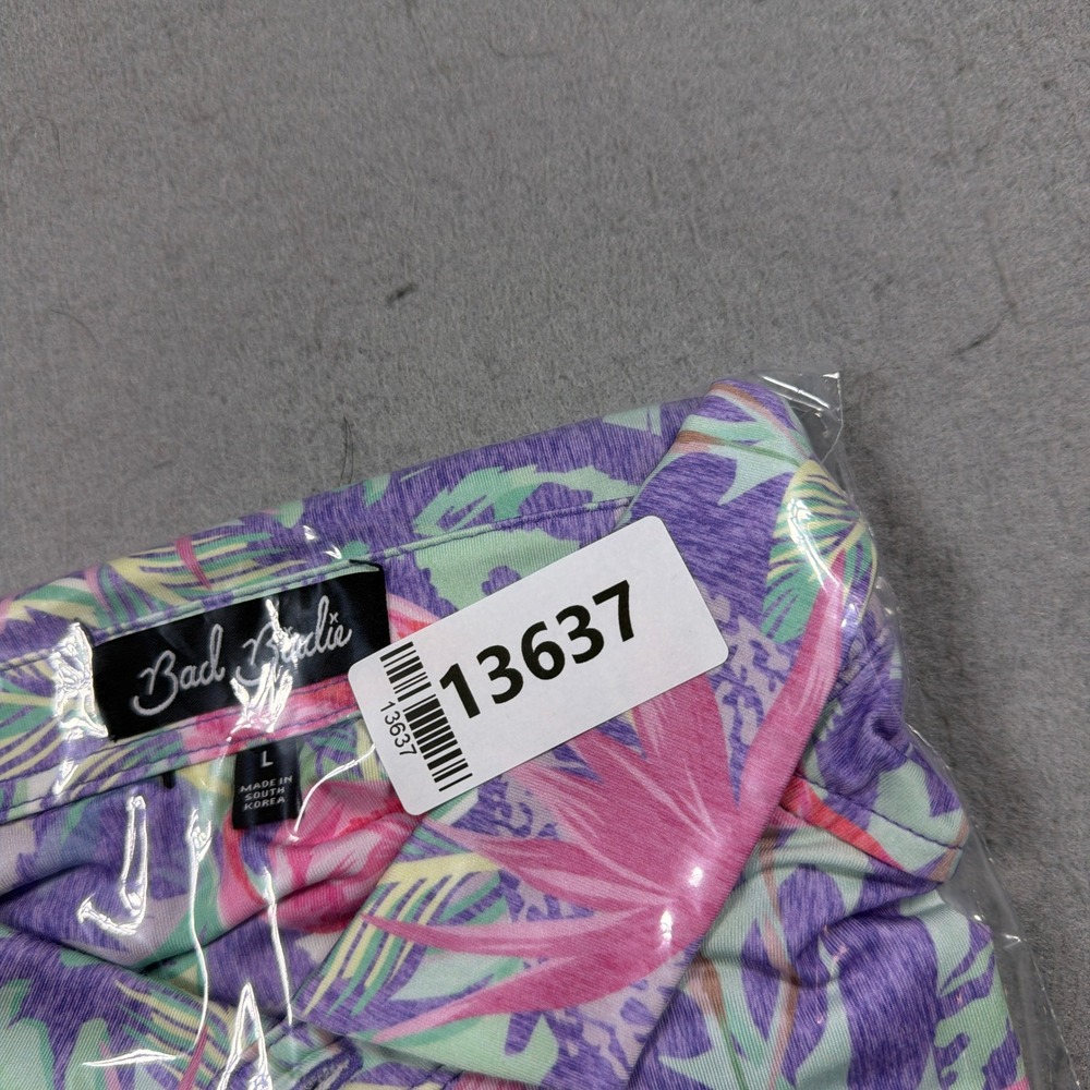 Bad Birdie Polo Shirt Men Large Flamingo Tropical Print Stretch Golf MINGOS - Picture 9 of 9